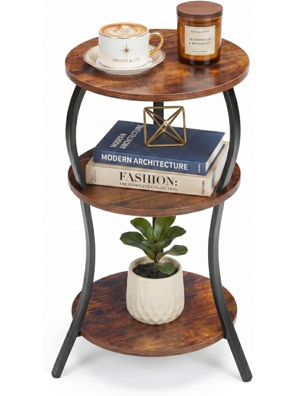 New Small Round Side Table,3-Tier End Table for Small Spaces
